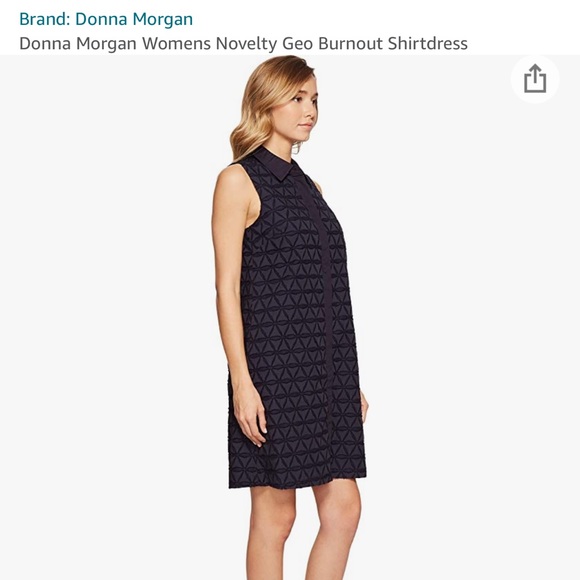 Donna Morgan-Novelty Geo Burnout Shirtdress Navy w/Triangle print- sizes 0-2 NWT - Picture 7 of 11
